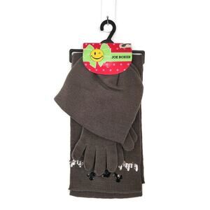 Joe Boxer Unisex Gray 3-Piece Scarf Set with Gloves Hat